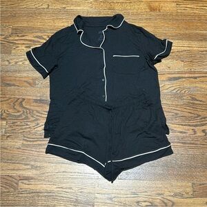 Women's Black Pajama Set with White Trim